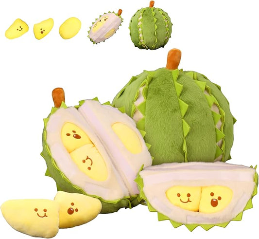 ELAINREN Creative Detachable Durian Plush Toy, Fruit Durian Plush Toy, Durian Plush Pillow, Cute Peeling Durian Plush Doll