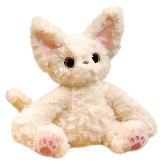 ELAINREN Realistic White Devon Cat Plush Toy Stuffed Devon Rex Doll Gifts/26cm