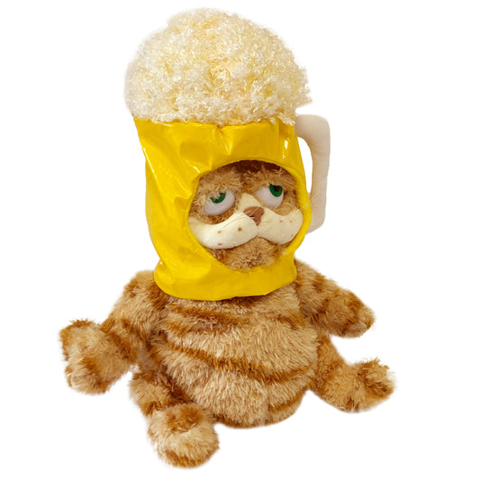 ELAINREN Garfield Plush Toy with Beer Hat Hallowen Stuffed Fat Orange Cat Kitten-30CM