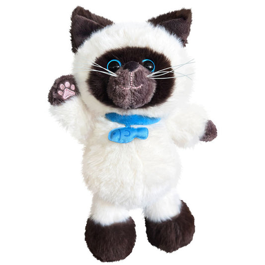 ELAINREN Cuddly Siamese Cat Stuffed Animal Toy Furry Siamese Kitten Plush Gifts/35cm