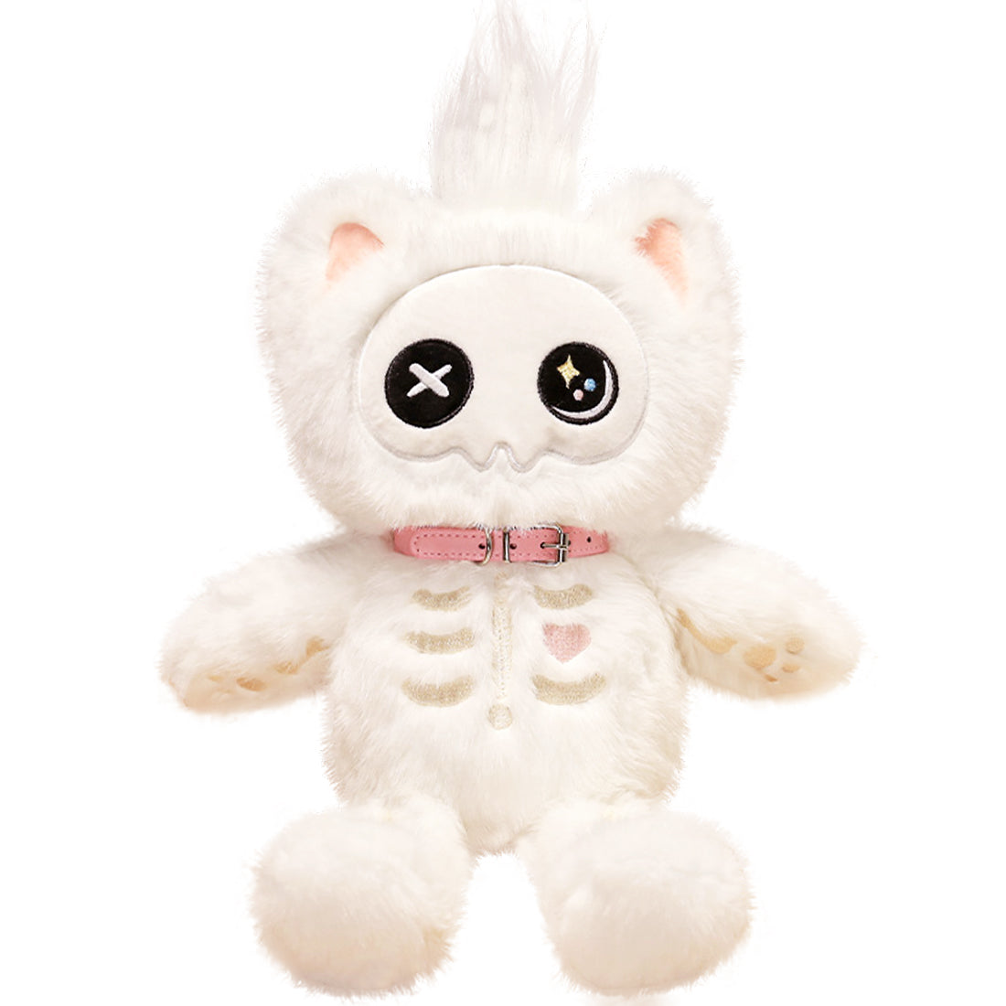 ELAINREN Halloween Skeleton Cat Plush Toy Goth Black Kitten Stuff Doll/15''