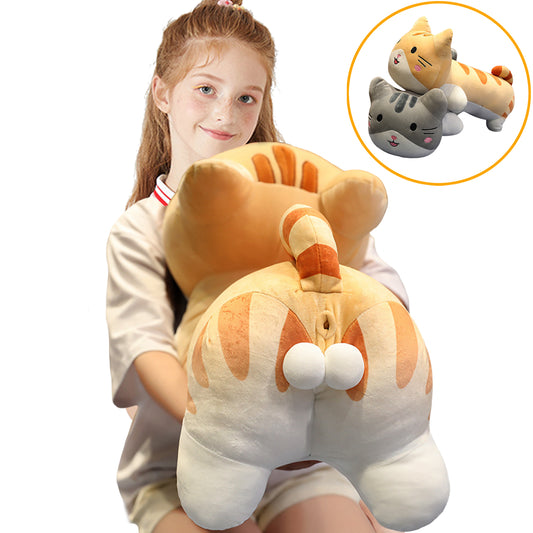 ELAINREN Soft Yellow Calico Cat Plush Hugging Pillow,Cute Orange Tabby Kitten Stuffed Cat Toy/15.7''