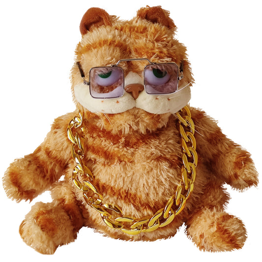 ELAINREN Halloween Garfield Plush Toy Cute Ugly Fat Kitten with Sun-Glass -30CM