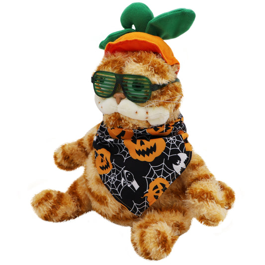 ELAINREN Halloween Garfield Plush Toy Crazy Cat Plush Toy with Pumpkin Hat-30CM
