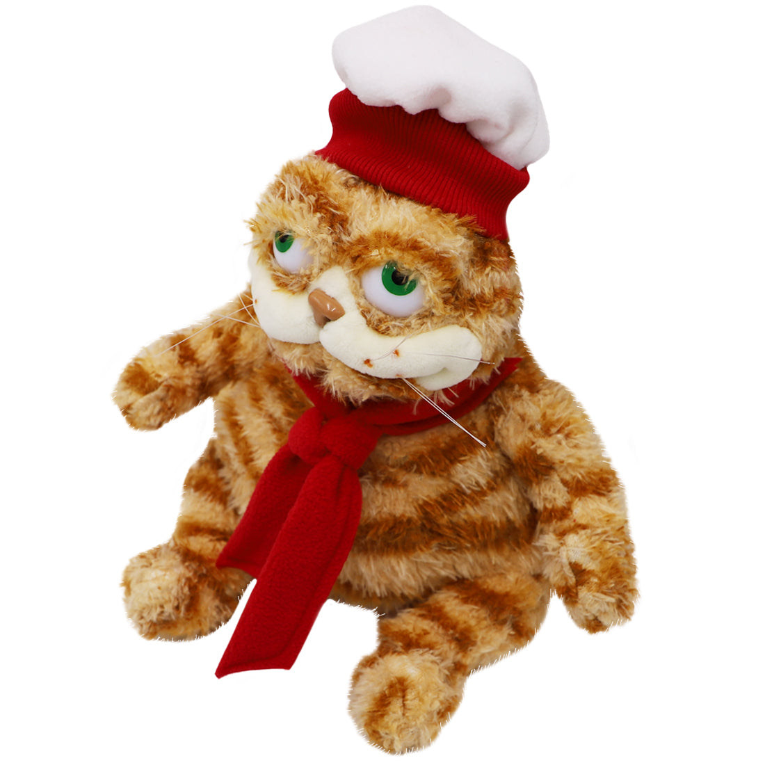 ELAINREN Halloween Garfield Plush Toy Ugly Stuffed Fat Orange Cat Kitten with Chef Hat-30CM