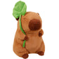 ELAINREN Kawaii Capybara Plush Pillow Soft Capybara Stuffed Animal with Lotus Leaf Decor/11.8Inch