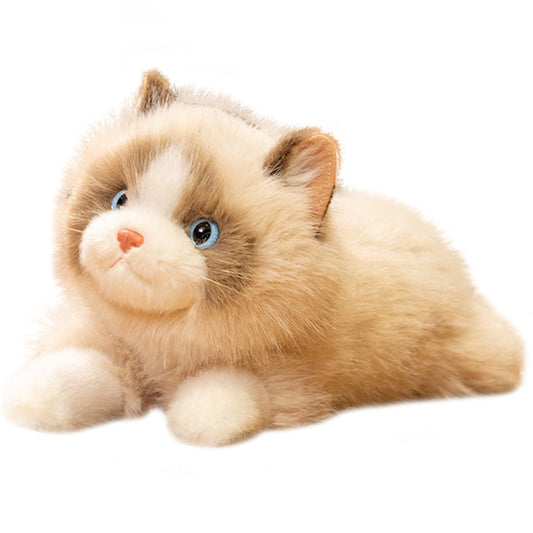 ELAINREN Realistic Brown Ragdoll Cat Stuffed Animal Lifelike Kitten Cat Plush Toy Gifts/43cm