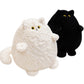 ELAINREN Furry White Kitten Plush Pillow Ultra-Soft Chubby Black Cat Stuffed Animals Toy/