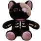 ELAINREN Halloween Skeleton Cat Plush Toy Goth Black Kitten Stuff Doll/15''