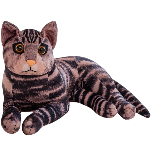 ELAINREN Realistic Black Tabby Cat Plush Toy