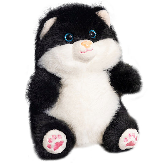 ELAINREN Black Sitting Cat Plush Toy Ultra-Soft Kitten Stuffed Kitty Doll Gifts/20cm