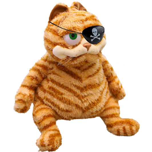 ELAINREN Halloween Garfield Plush Toy Fat Orange Cat with Blindfold Plush Kitten Dolls-30cm