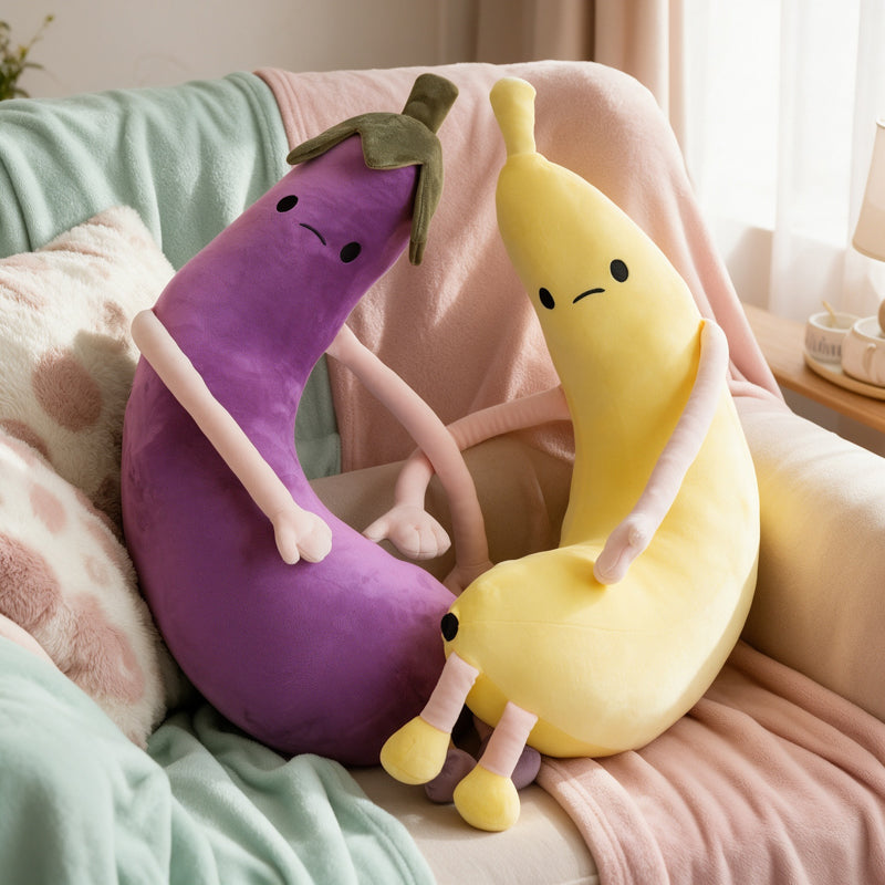 ELAINREN Big Eggplant Plush Long Body Pillow Soft Vegetable Stuff Toy /31''