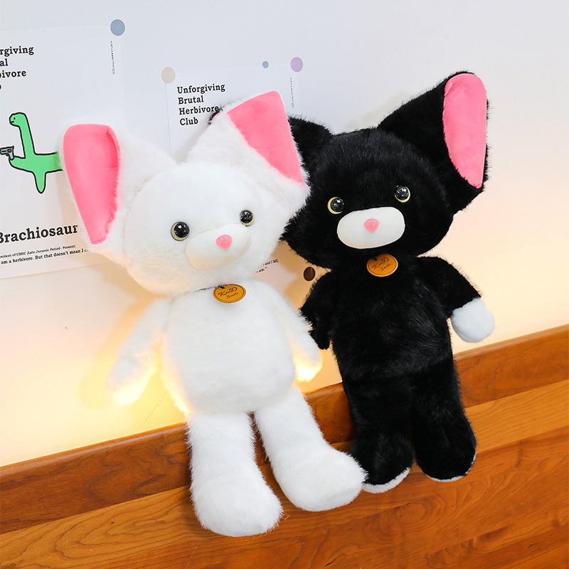 ELAINREN Cuddly Black Kitten Stuffed White Cat Plush Animals Toy/45cm