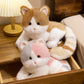 ELAINREN Cream Kitten Stuffed Toy Pillow
