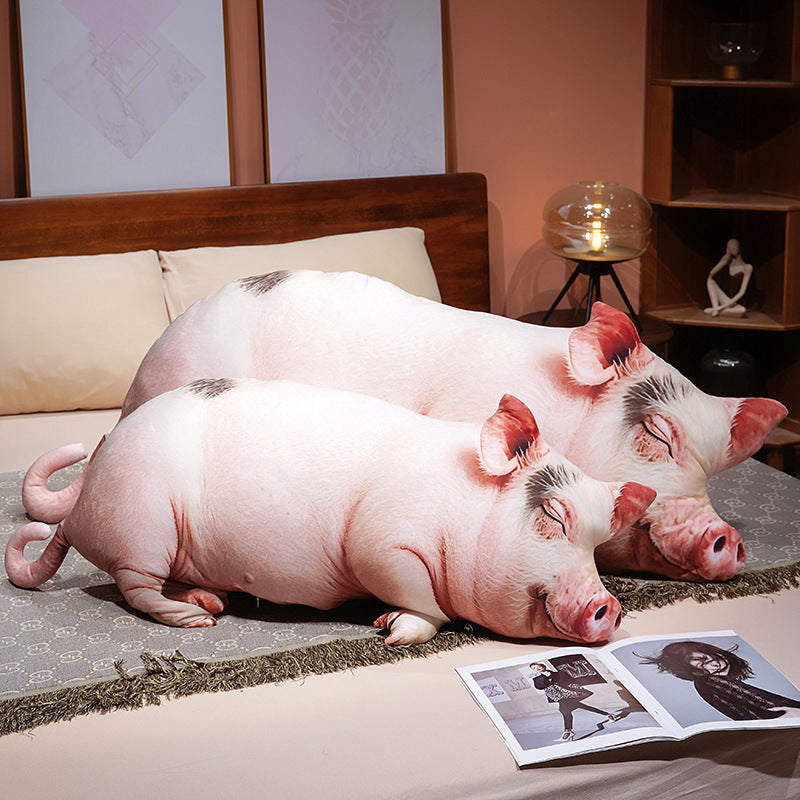 ELAINREN Ultra Realistic Pig Plush Pillow, Cute Pig Decorative Throw Pillow-100cm