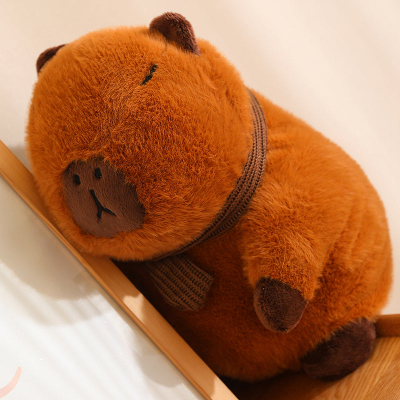 ELAINREN Furry Capybara Plush Pillow Soft Capybara Stuffed Animal Toy Gifts/9.8Inch