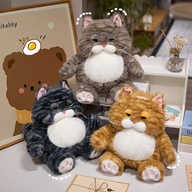 ELAINREN Fat Tabby Kitten Stuffed Animals Toy Chubby Orange Cat Plush Toy Pillow Decor Gifts/28cm