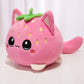 ELAINREN Cute Strawberry Cat Stuffed Pink Kitten Plush Toy Pillow