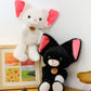 ELAINREN Cuddly Black Kitten Stuffed White Cat Plush Animals Toy/45cm