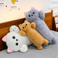 ELAINREN Ultra-soft Long cat plush toy pillow fluffy kitten kitty stuffed long cushion decor gifts/48CM