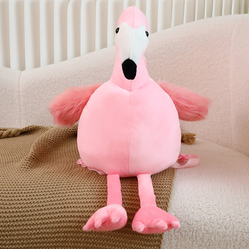 ELAINREN Pink Flamingo Plush Bag Cute Stuffed Flamingo Shape Backpack for Kids Adults