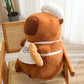 ELAINREN Chef Capybara Plush Toy Cute Stuffed Capybara Wearing Chef Hat, Soft Capybara Baker- Making Baguette Toast/35cm