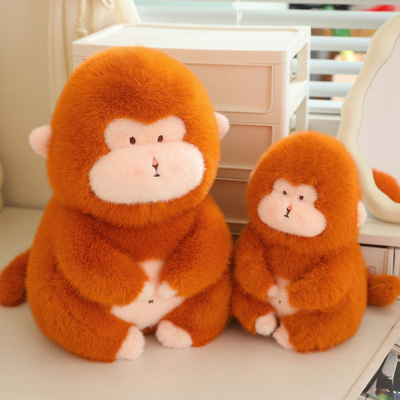 ELAINREN Furry Brown Monkey Stuffed Animals Cute Monkey Plush Toys Birthday Gifts for Kids/22cm