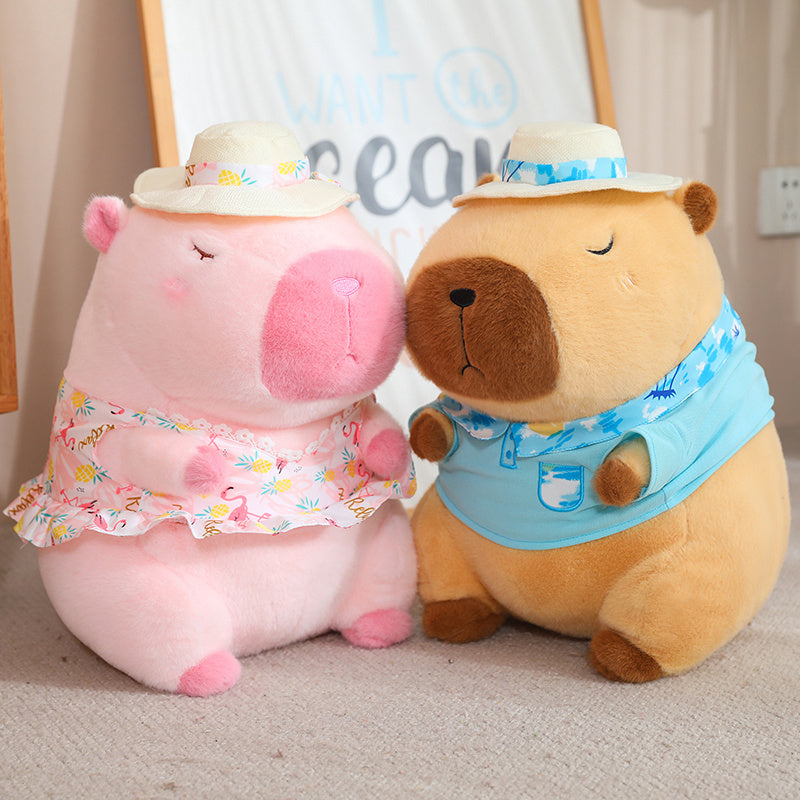 ELAINREN Cute Dress Up Capybara Plush Toy Kawaii Capybara Stuffed Animals Wearing Blue T-Shirt/9.8‘’