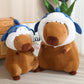 ELAINREN Cute Capybara Plush with Shark Hat,Soft Stuffed Capybara Wearing Shark Cap Crazy Shark Capybara Plushie Xmas Gifts/35cm