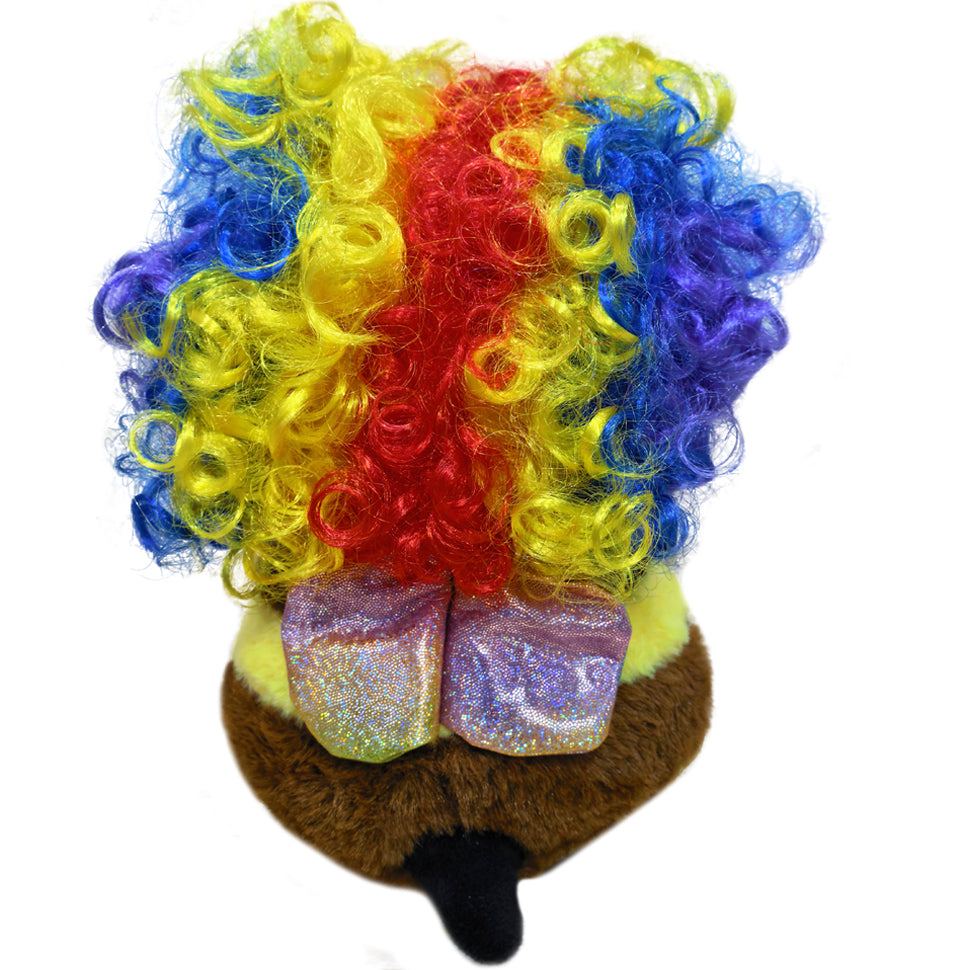 ELAINREN Cuddly Smiling Bee Plush Toy with Clown Wig