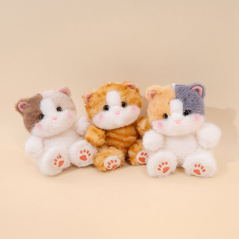 ELAINREN Mini Tabby Cat Stuffed Furry Kitten Toy GIfts/13cm