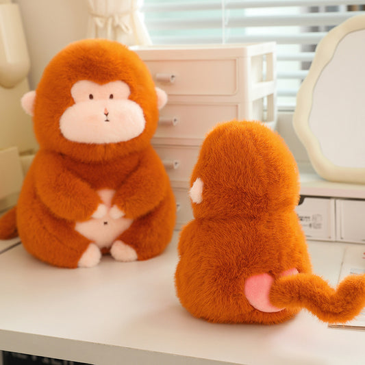 ELAINREN Furry Brown Monkey Stuffed Animals Cute Monkey Plush Toys Birthday Gifts for Kids/22cm
