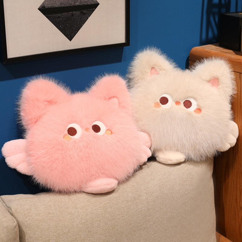 ELAINREN Round Cat Stuffed Kitten Plush Furry Pillow Decor Gifts/45cm