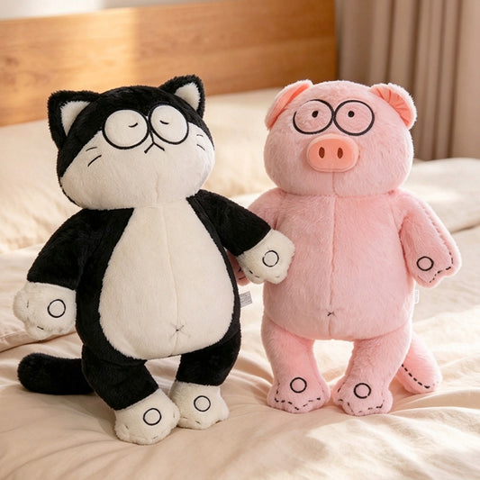 ELAINREN Cuddly Black Cat Stuffed Pig Plush Big Toy GIfts/60cm