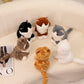 ELAINREN Sitting Orange Tabby Cat Plush Realistic Tiger Kitten Stuffed Toy/20cm