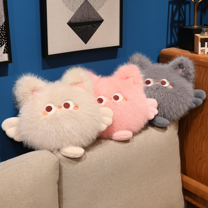 ELAINREN Round Cat Stuffed Kitten Plush Furry Pillow Decor Gifts/45cm