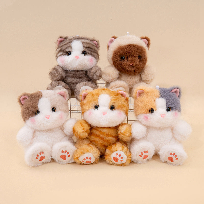 ELAINREN Mini Tabby Cat Stuffed Furry Kitten Toy GIfts/13cm