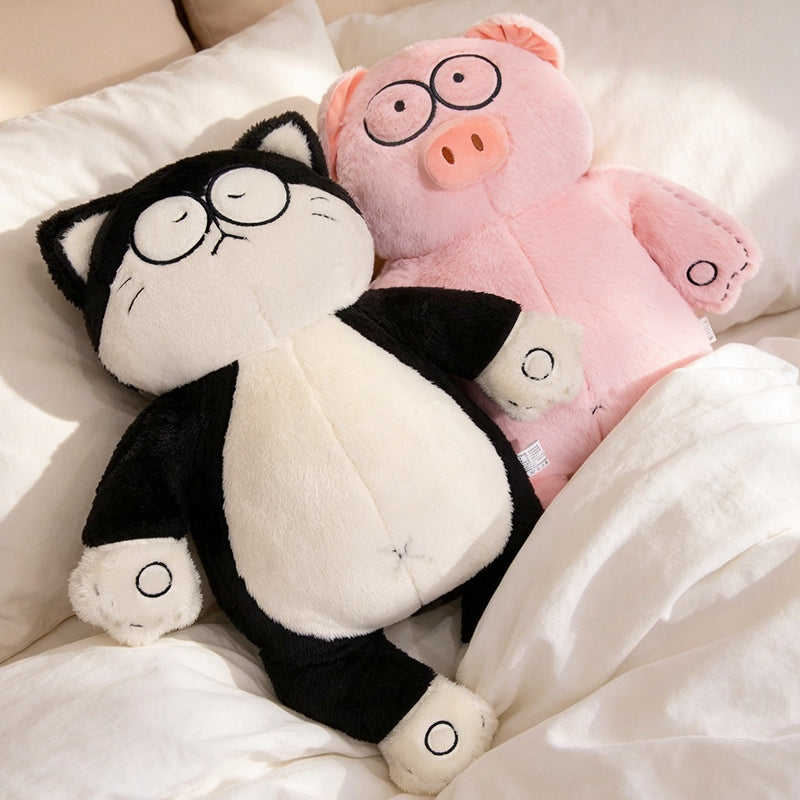 ELAINREN Cuddly Black Cat Stuffed Pig Plush Big Toy GIfts/60cm