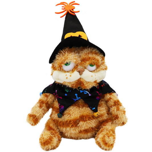 ELAINREN Halloween Garfield Plush Toy Cute Ugly Fat Kitten with Witch Cap-30CM