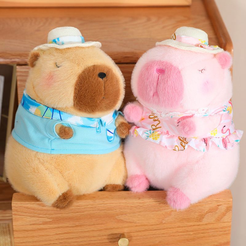 ELAINREN Cute Dress Up Capybara Plush Toy Kawaii Capybara Stuffed Animals Wearing Blue T-Shirt/9.8‘’