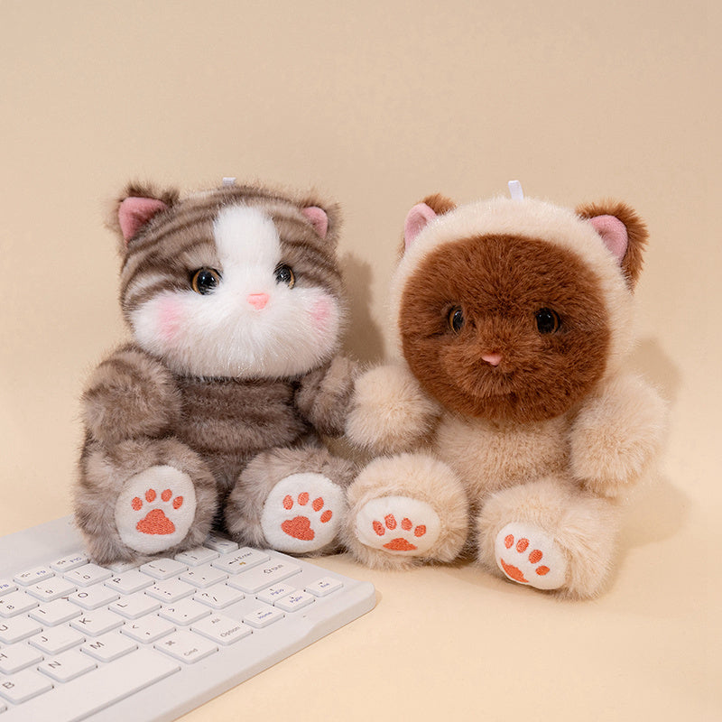 ELAINREN Mini Tabby Cat Stuffed Furry Kitten Toy GIfts/13cm
