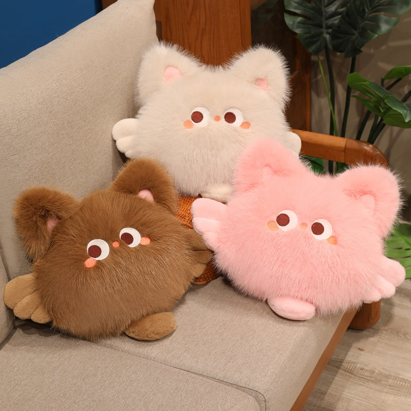 ELAINREN Round Cat Stuffed Kitten Plush Furry Pillow Decor Gifts/45cm