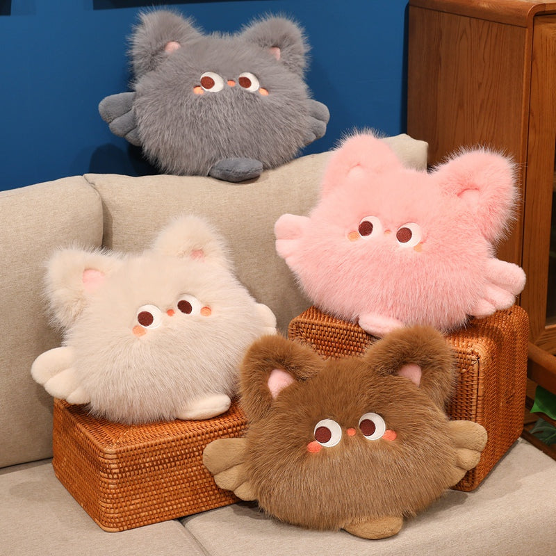 ELAINREN Round Cat Stuffed Kitten Plush Furry Pillow Decor Gifts/45cm