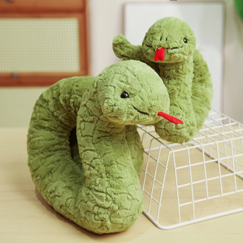 ELAINREN Green Plush Snake Stuffed Animal Toy, Soft Cuddly Plushie Hugger Toy/120cm