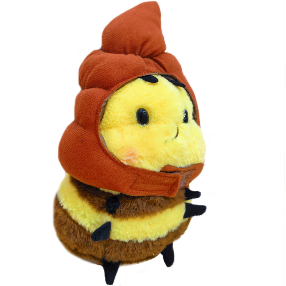ELAINREN Cuddly Smiling Bee Plush Toy with Poop Hat
