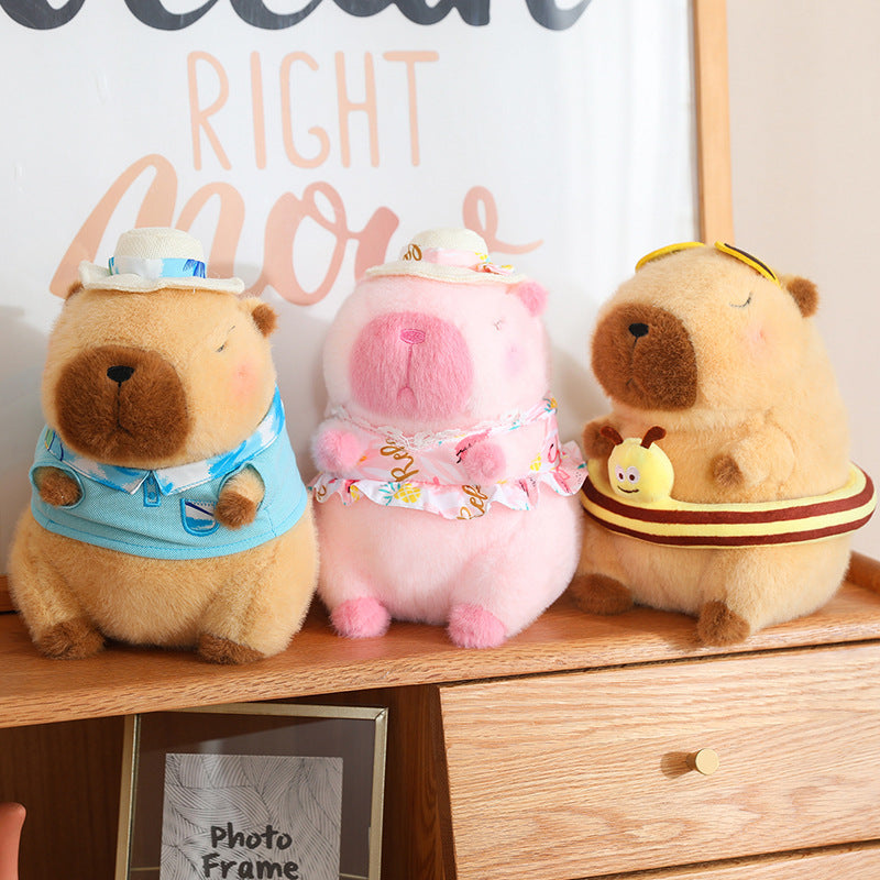 ELAINREN Cute Dress Up Capybara Plush Toy Kawaii Capybara Stuffed Animals Wearing Blue T-Shirt/9.8‘’