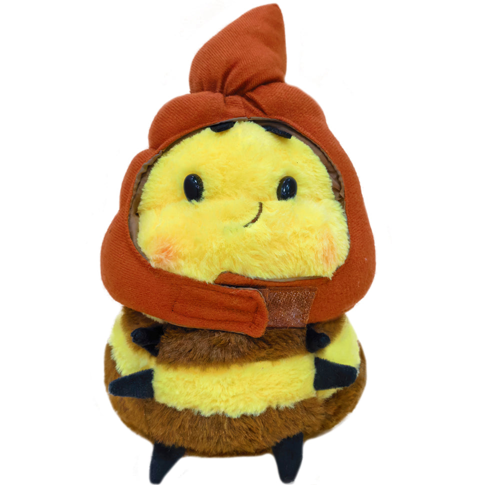ELAINREN Cuddly Smiling Bee Plush Toy with Poop Hat