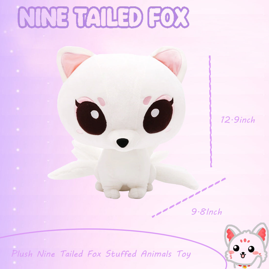 ELAINREN Cartoon Nine-Tailed Fox Plush Toy/9.8''x12.9''