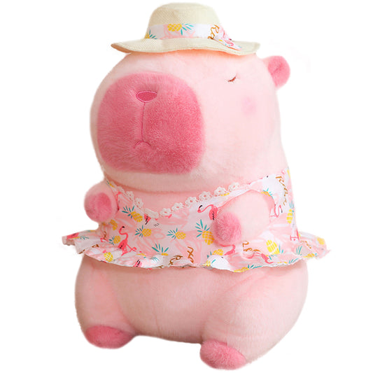 ELAINREN Cute Dress Up Capybara Plush Toy Kawaii Capybara Stuffed Animals Wearing Pink Skirt /9.8‘’